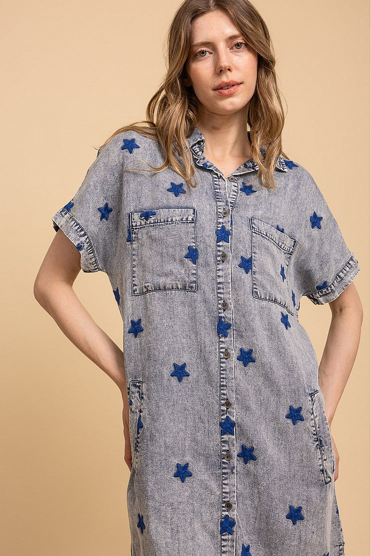 Blue Velvet - TENCEL ROCKSTAR SHIRT DRESS