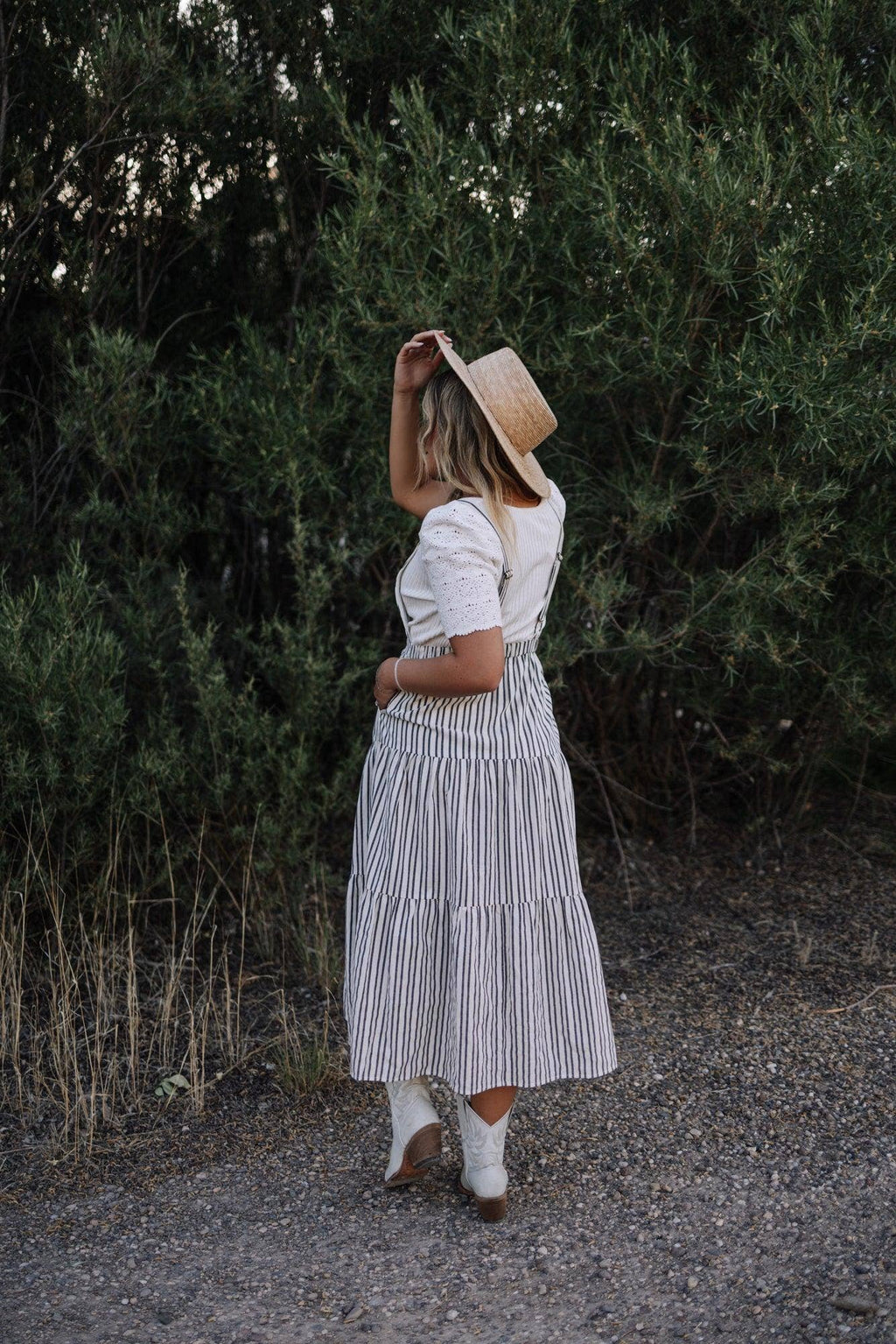 Elizabeth Overall Dress in Ivory Charcoal