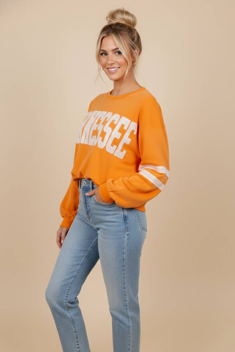 Retro Collegiate Cropped Pullover-TENNESSEE