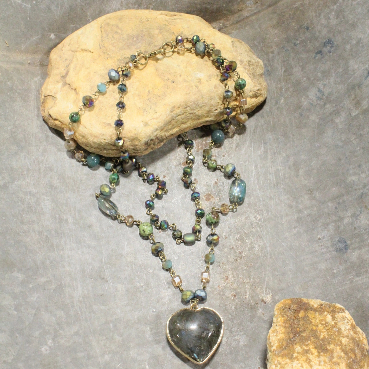 The Primitive Peddler - Butterflies in My Belly Heart Layered Necklace
