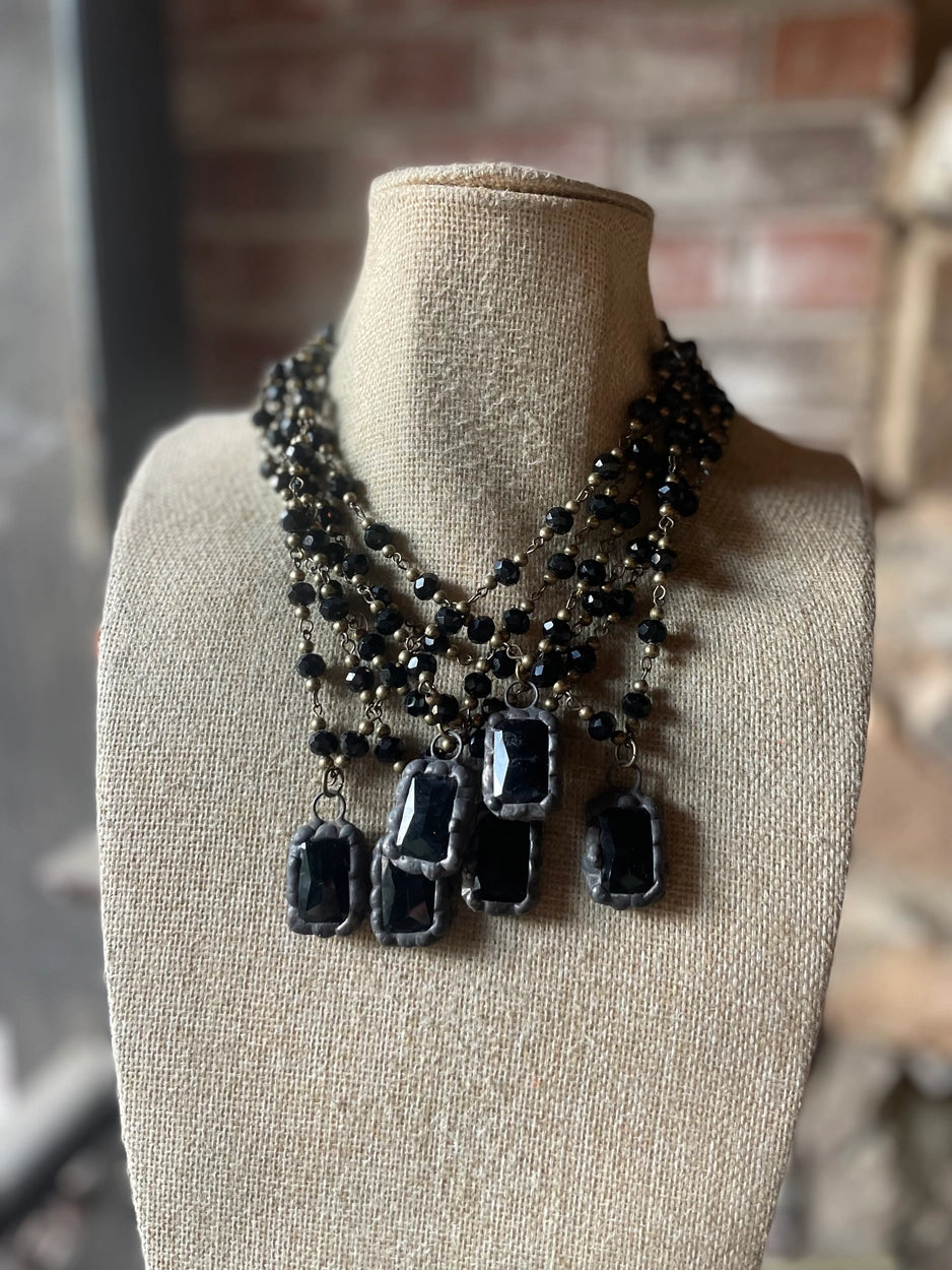 Gypsy South - Black Crystal Soldered Necklaces