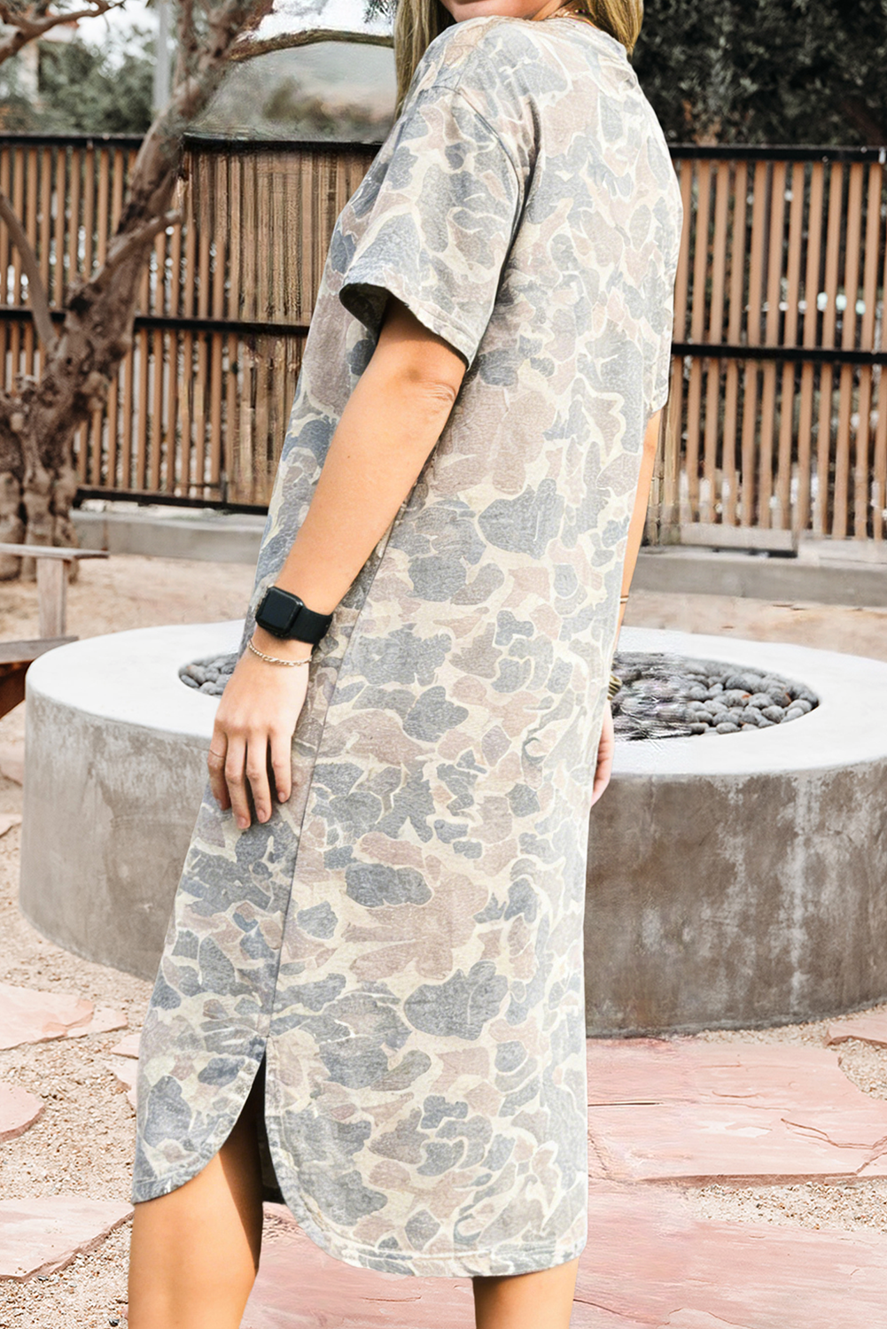 Camouflage Print Short Sleeve T-Shirt Dress (S-XL)