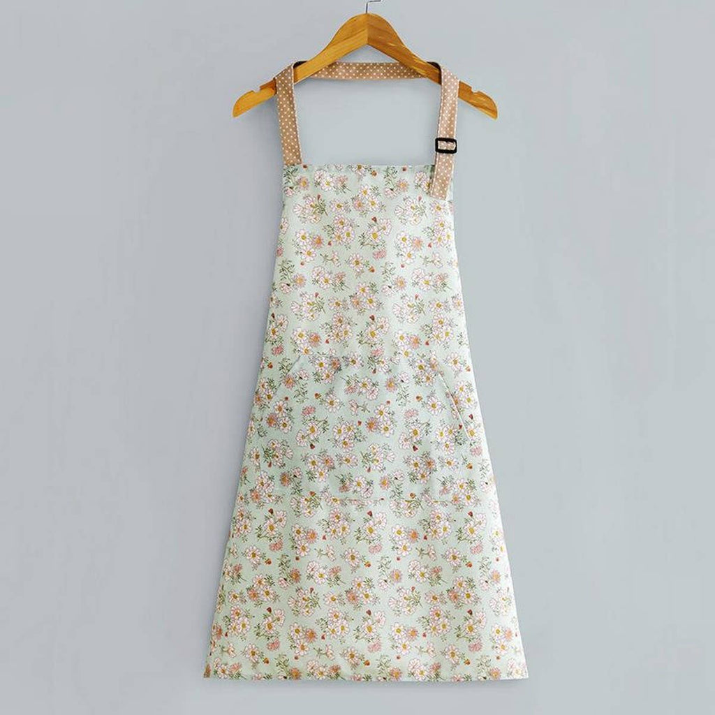 Floral Print Summer Thin Canvas Apron with pockets_CWMM2039