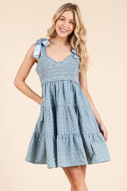 Embroidered Mini Dress