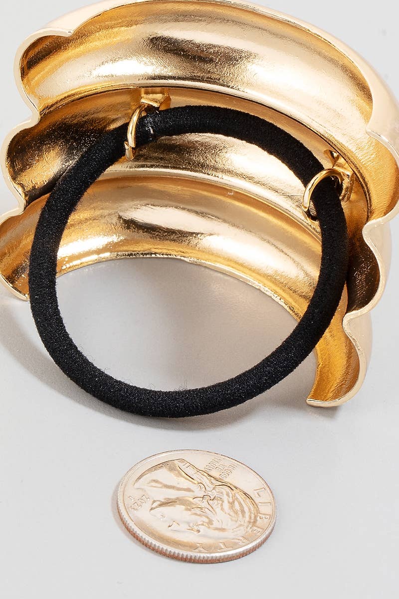 2Pc Gold And Silver Triple Layered Cuff Hair Tie Set