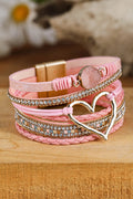 Valentine Bohemian Heart Rhinestone Magnetic Buckle Bracelet