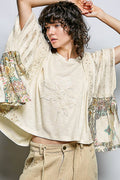 Artisan Rose Appliqué Patchwork Knit Top