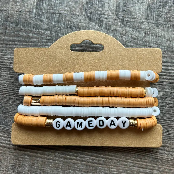 Game Day Friendship Bracelets Burnt Orange and White