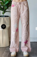 Oli & Hali - Peace + Stars Patchwork Cuff Jeans