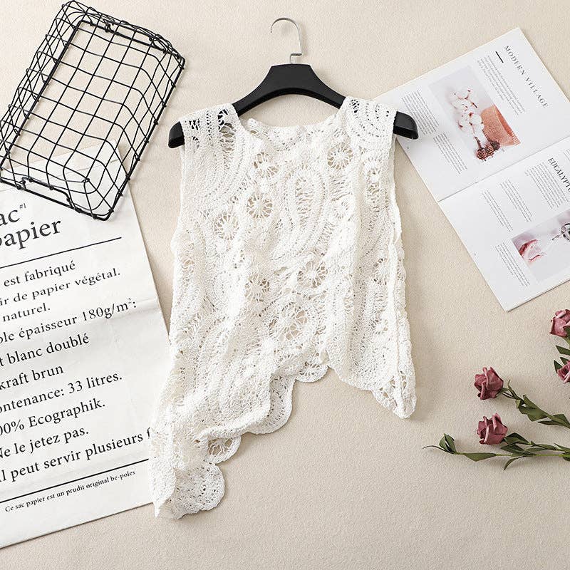 Women's Bohemian Sleeveless Crochet Knit Top