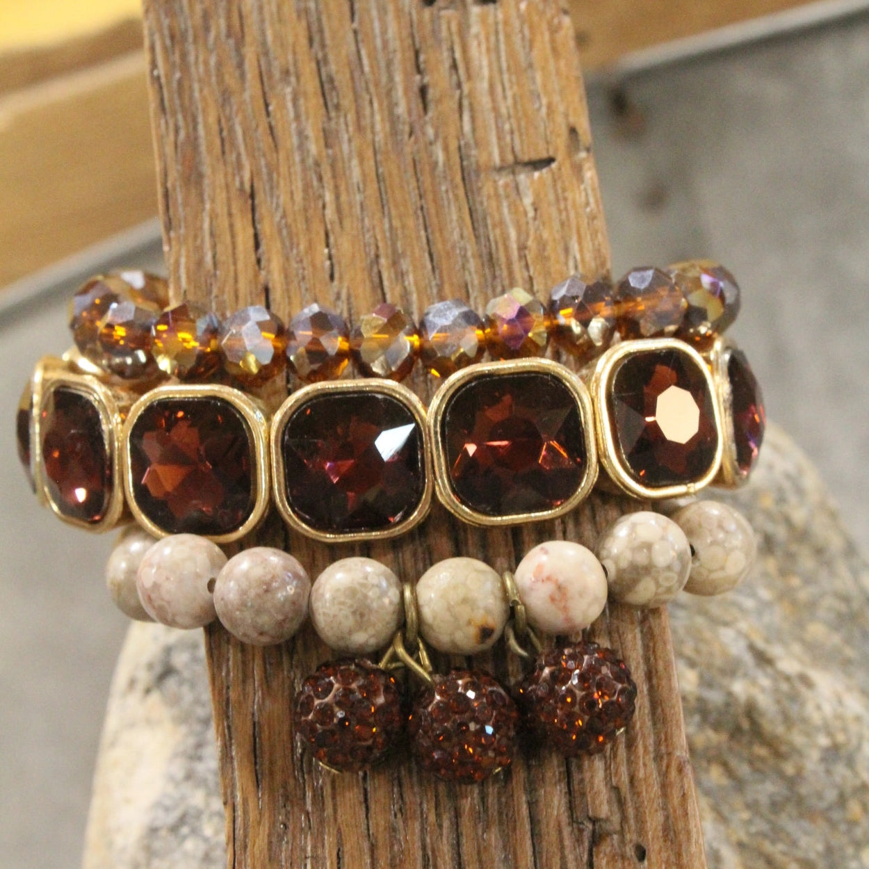 The Primitive Peddler - Rich & Golden Plum Bracelet Set