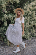 Elizabeth Overall Dress in Ivory Charcoal