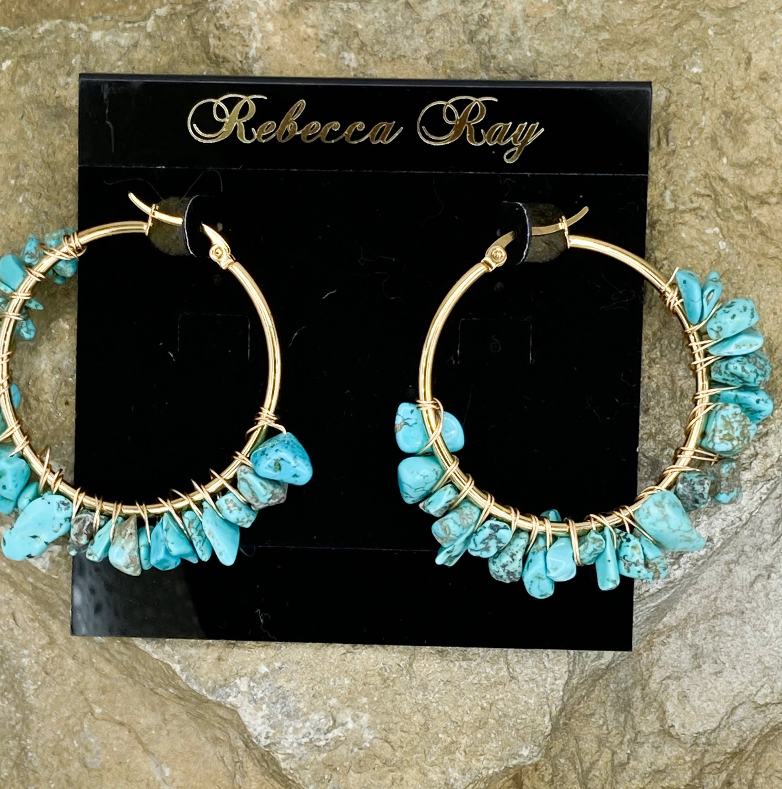 Boho Gemstone Hoop Earrings