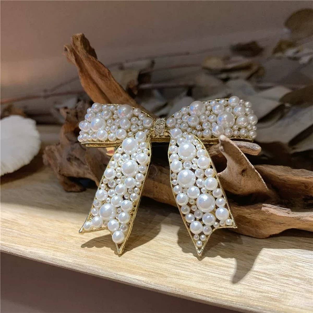 Pearl Bow Hair Clip – 5.5cm Elegant Spring Clip_CWAHA4676
