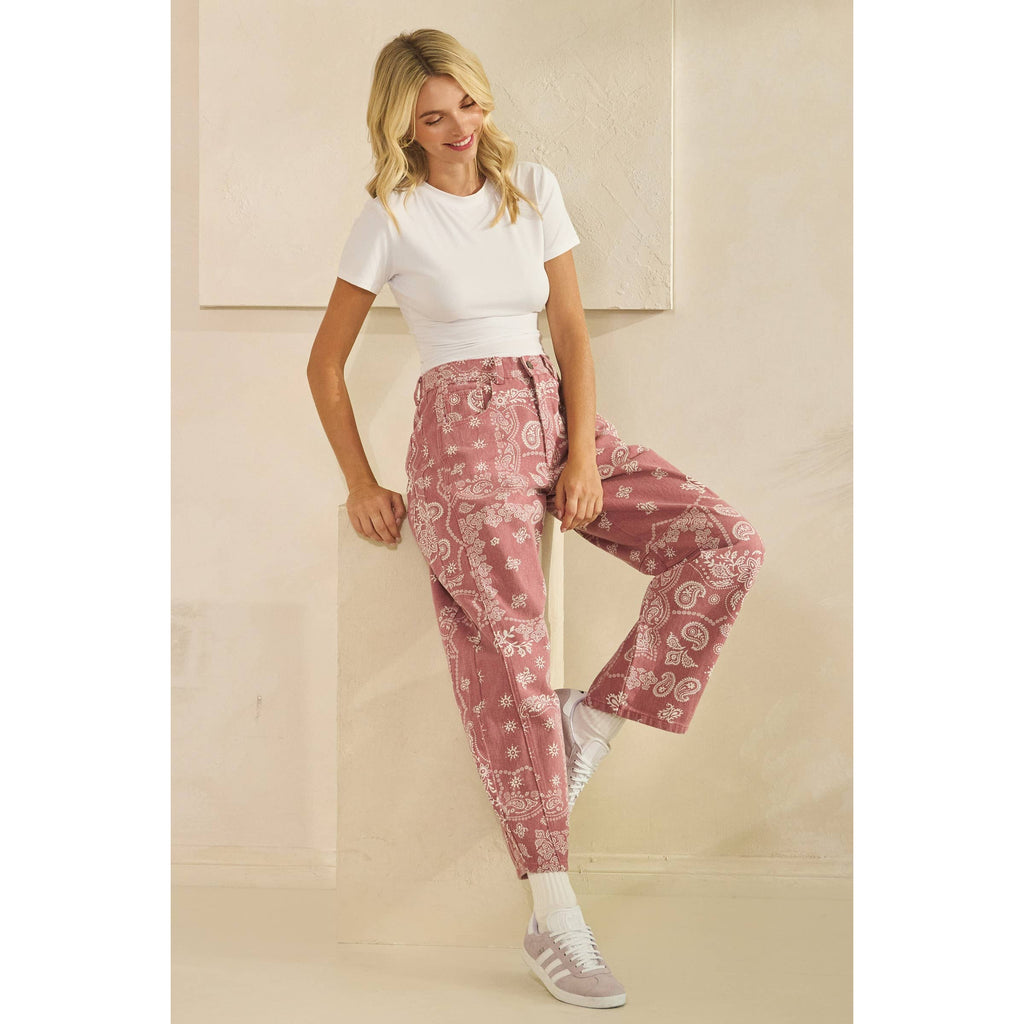 Paisley Printed Denim Pants - Veveret