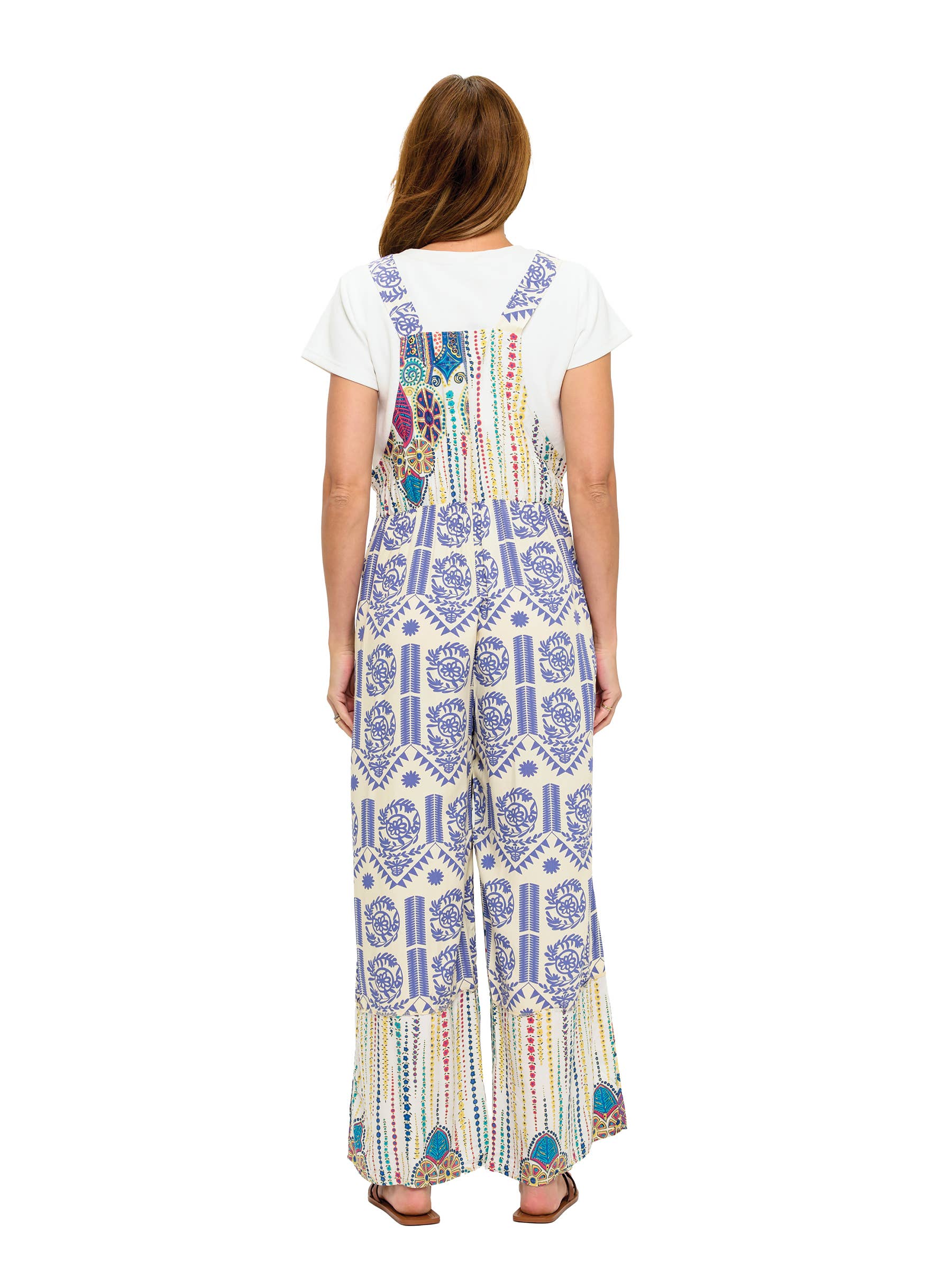 Flowy Printed Patchwork Overall