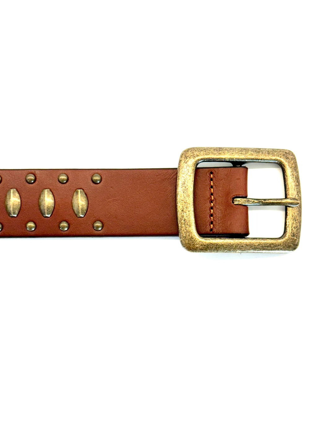 Ginger Blue - Cognac Leather with Aged Brass Studs