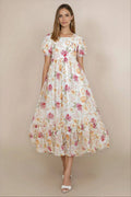 Greta Maxi Dress in Floral White