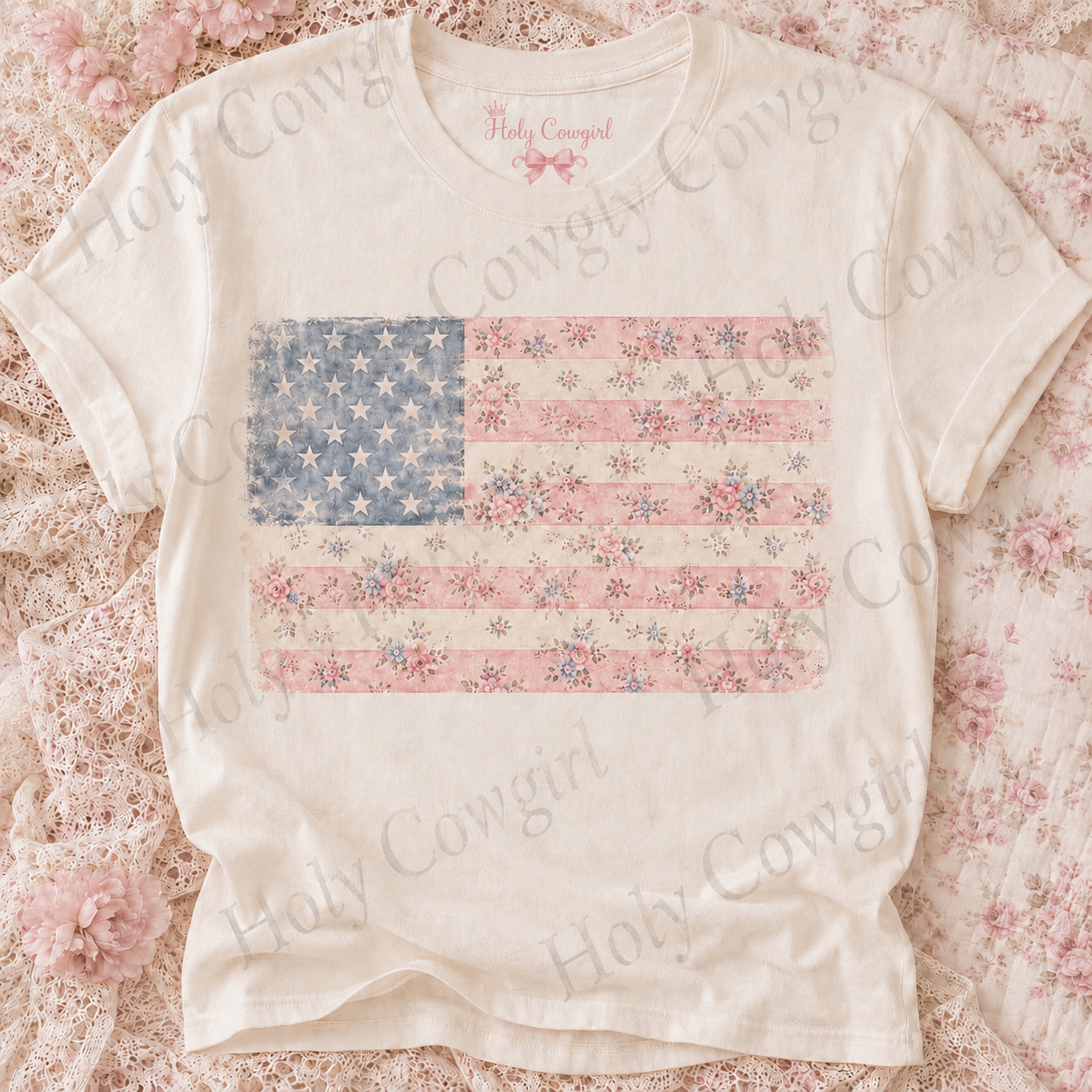Floral American Flag Tee