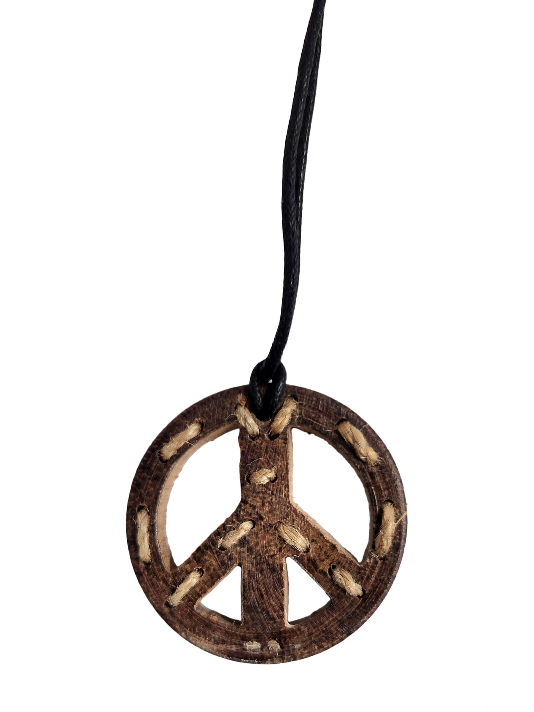 Bundle Wooden Peace Sign Long Necklace