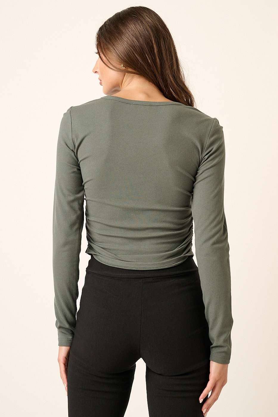 FRONT CROSS LONG SLEEVE KNIT TOP