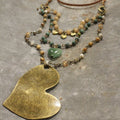 The Primitive Peddler - Layers of Love Jasper & Bronze Heart Necklace
