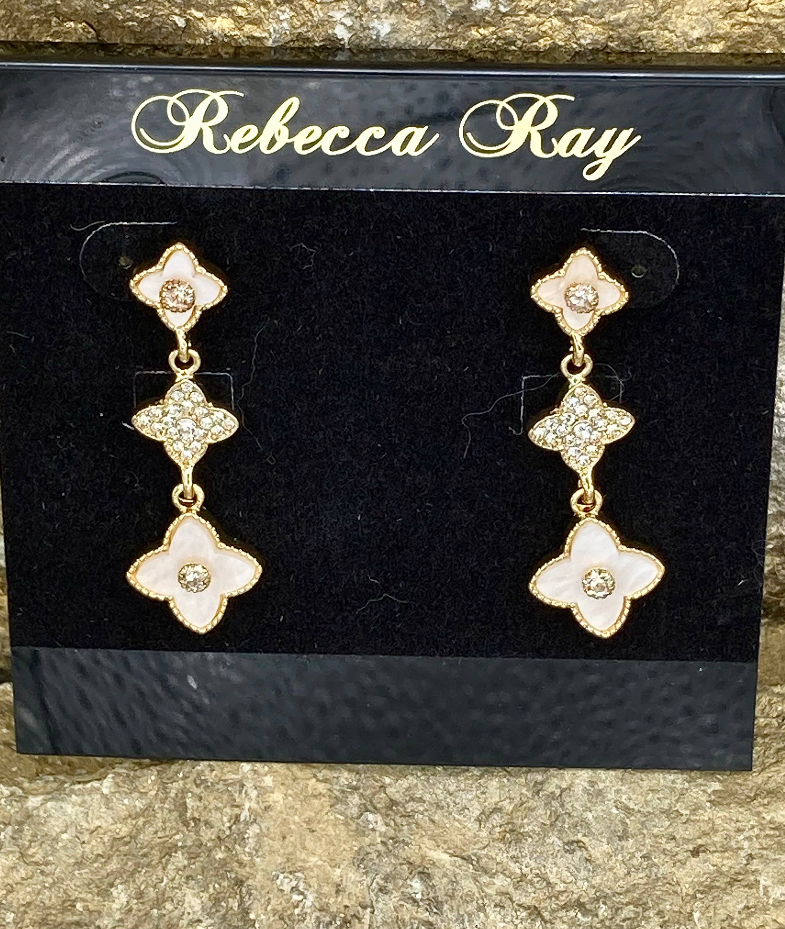 Gold Clover Charm Earring Drops