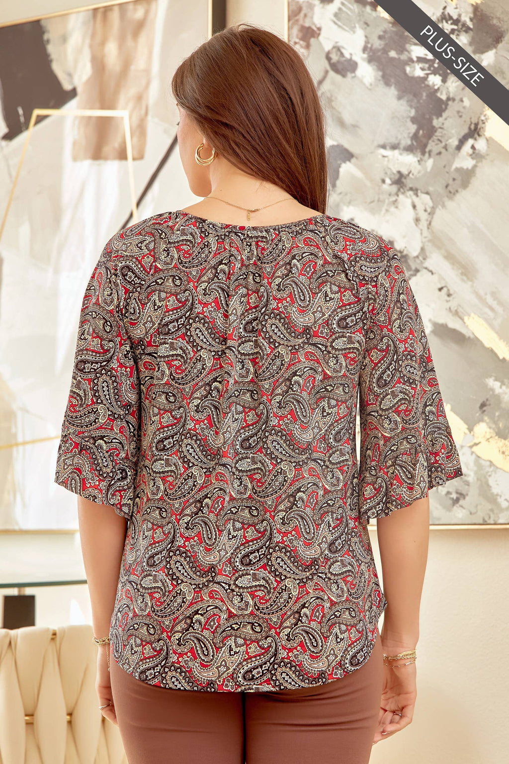 PLUS SIZE Spaghetti Tie Round Neck Wrinkle Free DALLAS-3P