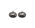 Western Etched Horse Oval Dangle Earring