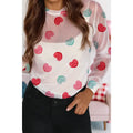 Sheer Mesh Valentines Slogan Heart Printed Long Sleeve Top