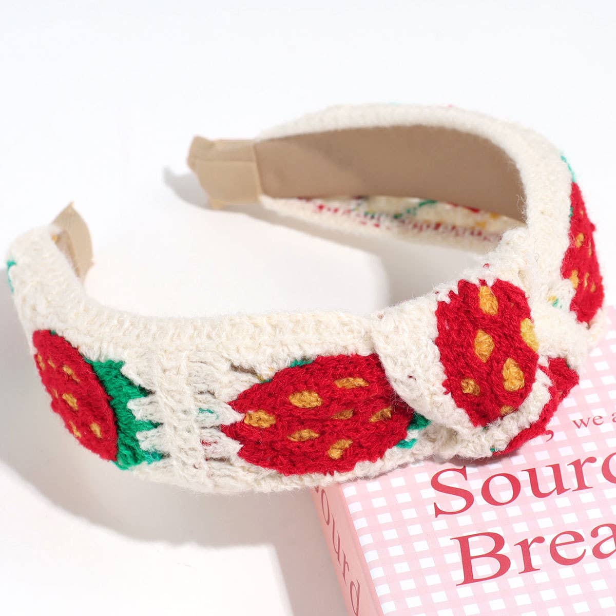 Sweet Knitted Floral Colorful Strawberry Knotted Headband