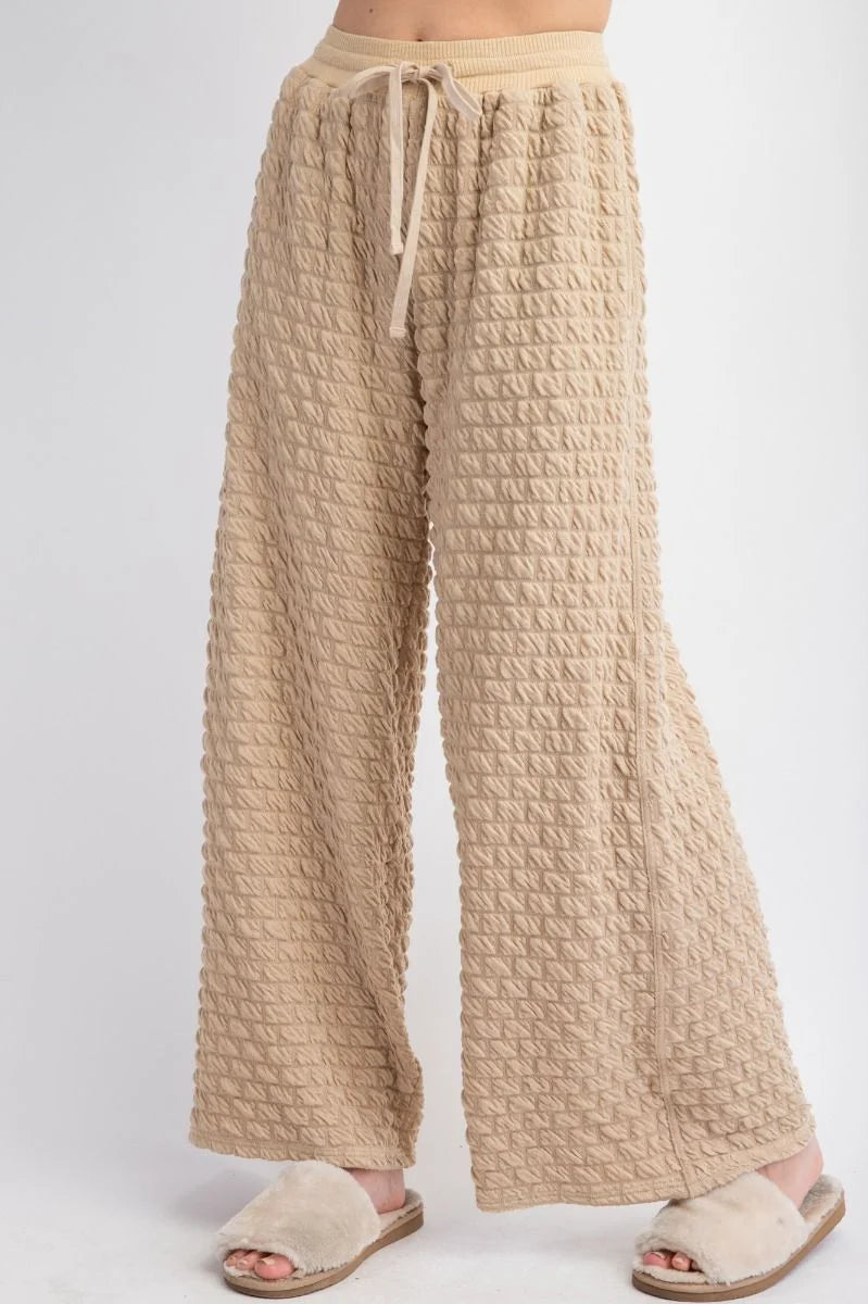 Easel -  Puff Textured Poly Hacci Pants