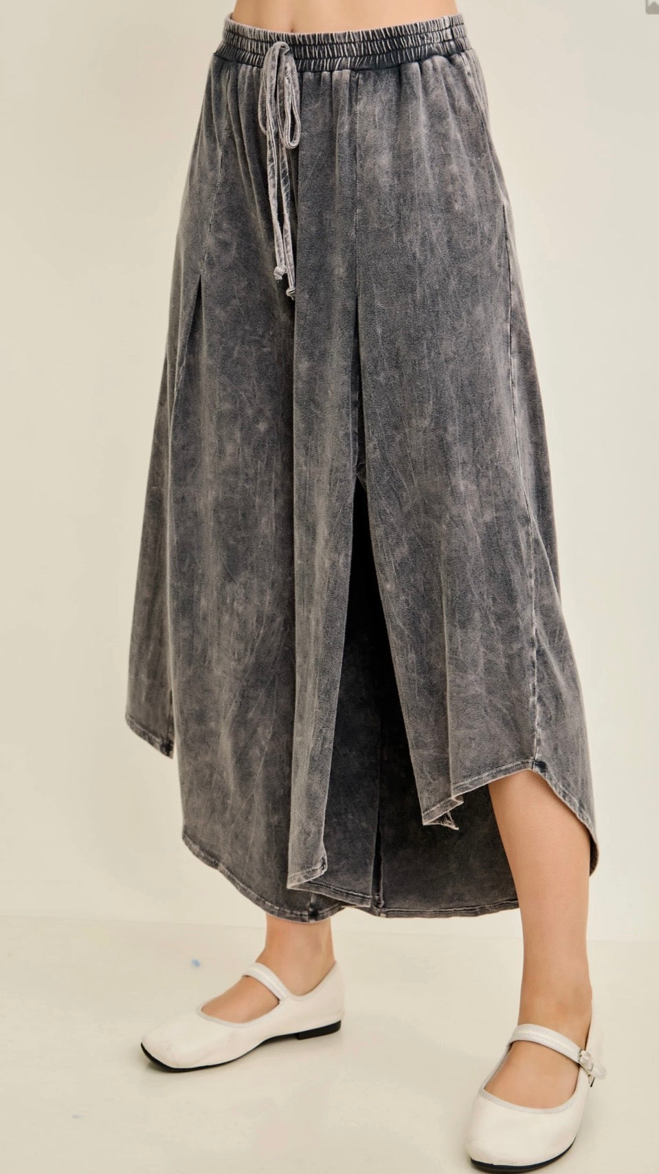 j.Her - Mineral Washed Slit Cut Light Weight Summer Culottes