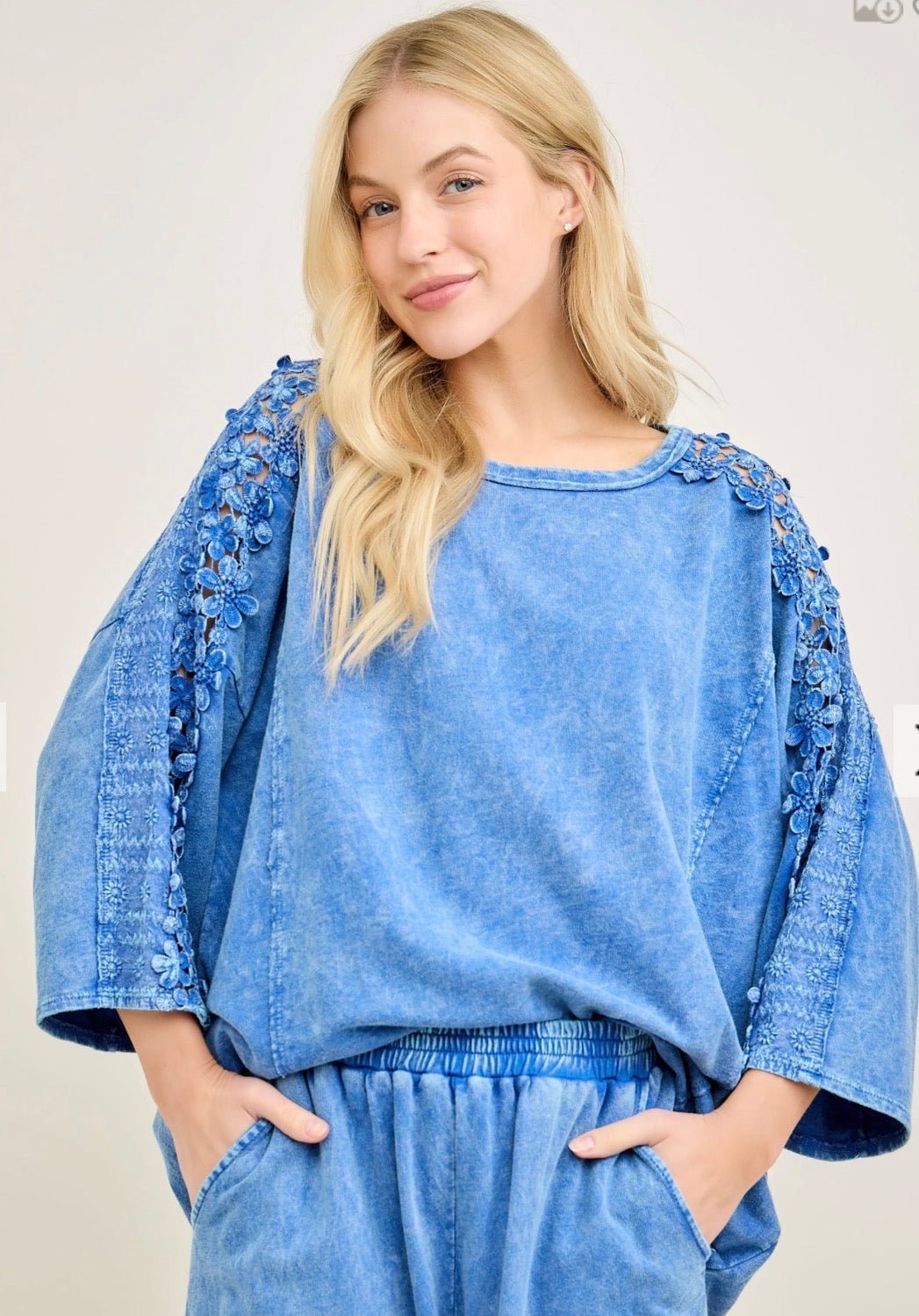 j.Her - Mineral Washed Flower Trim Top