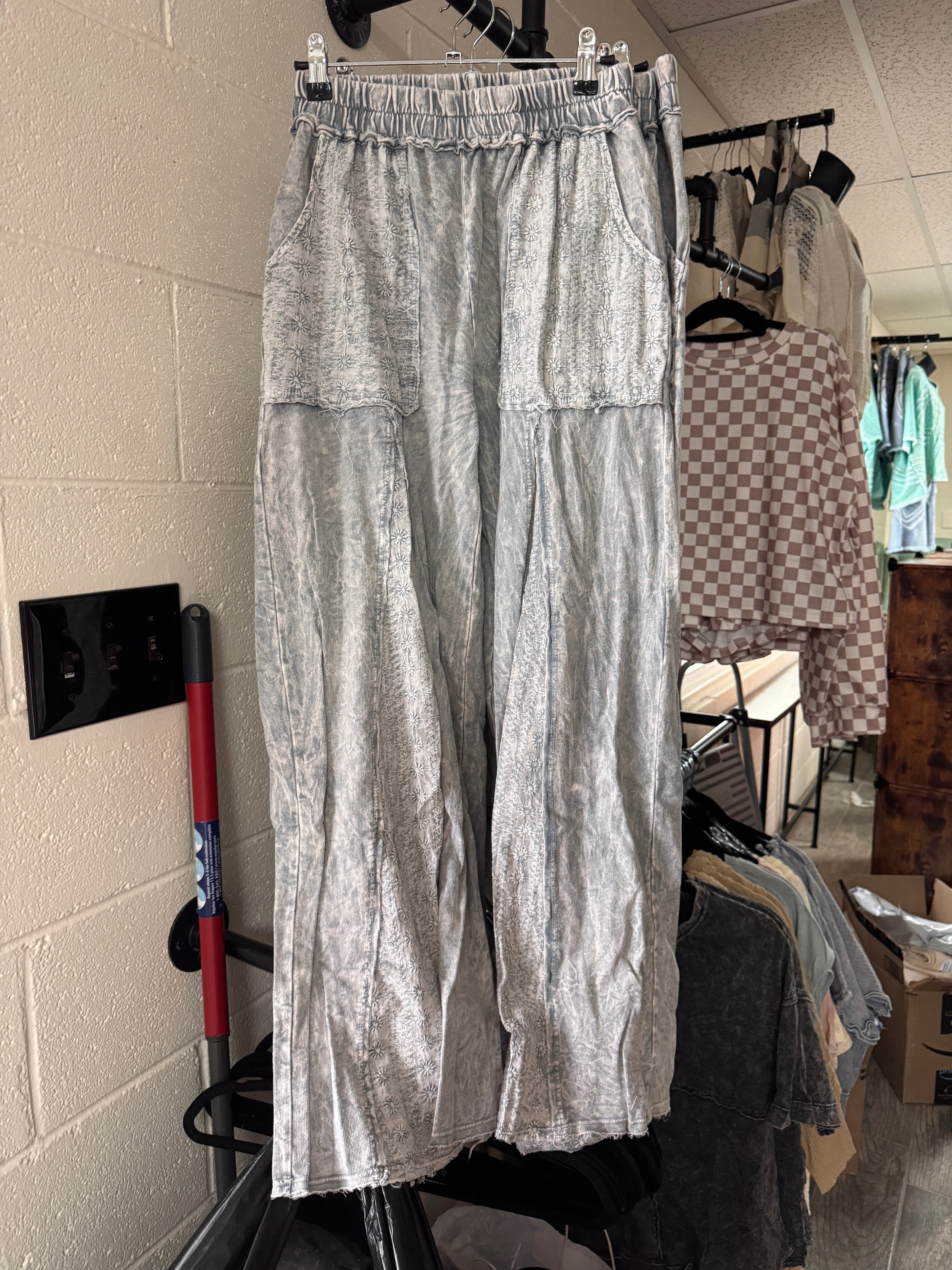 j.Her - Silver Grey Mineral Wash Eyelet Pant