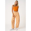 Orange and White Checkerboard Barrel Pants