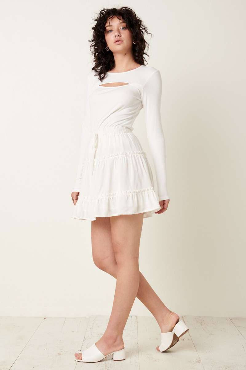 H90153A - 2TIER RUFFLE MINI SKIRT