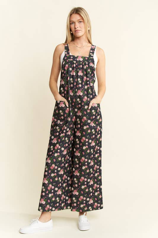 PLUS SIZE FLORAL PRINT JUMPSUIT