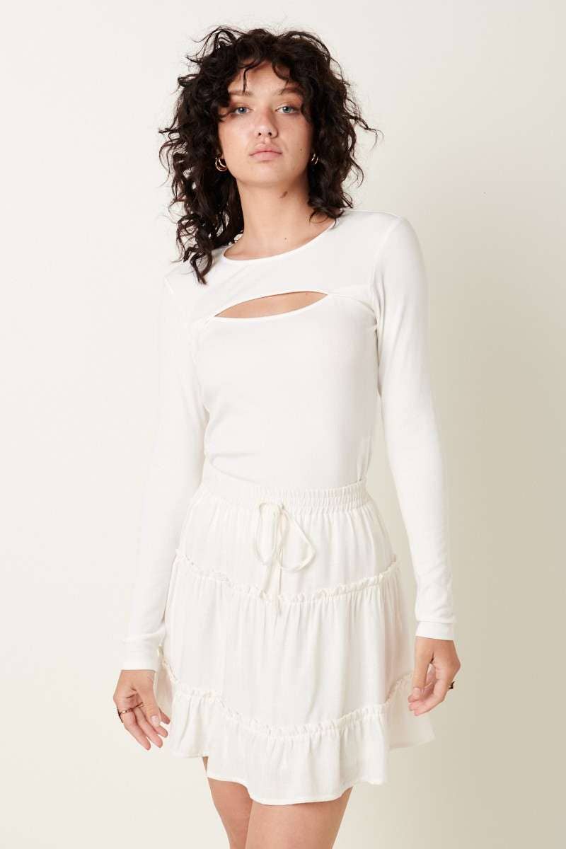 H90153A - 2TIER RUFFLE MINI SKIRT
