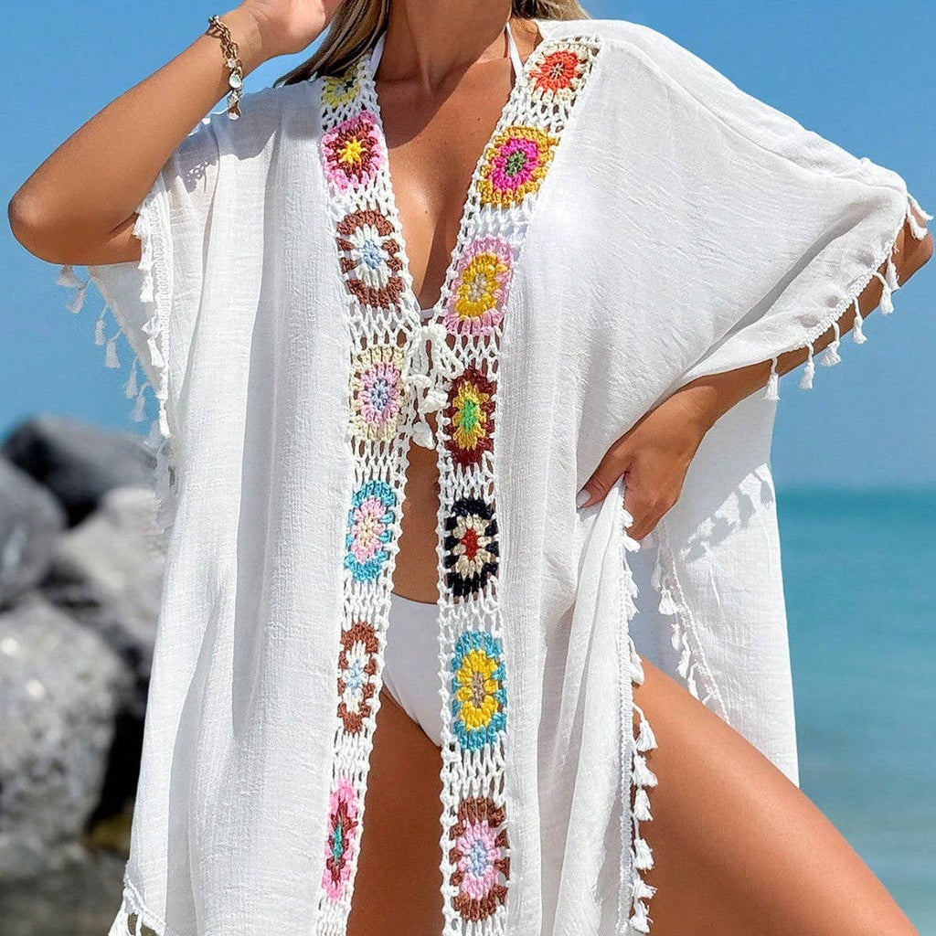 Oversized Crochet Lace Kimono Beach Cover Up