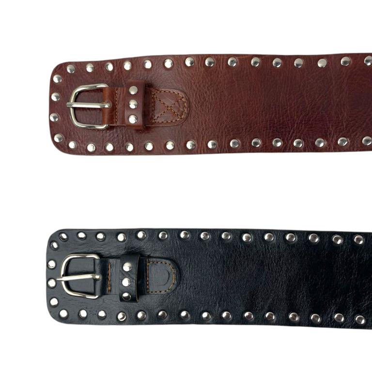 Exclusive Handmade Leather Belt with Side Studs