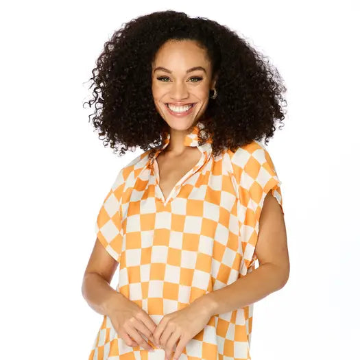 The Tennessee Checkered Poly Blouse