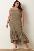 PLUS LEOPARD PRINT RUFFLE MAXI DRESS