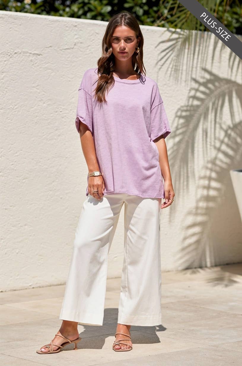 PLUS SIZE Short Sleeve Cotton Top