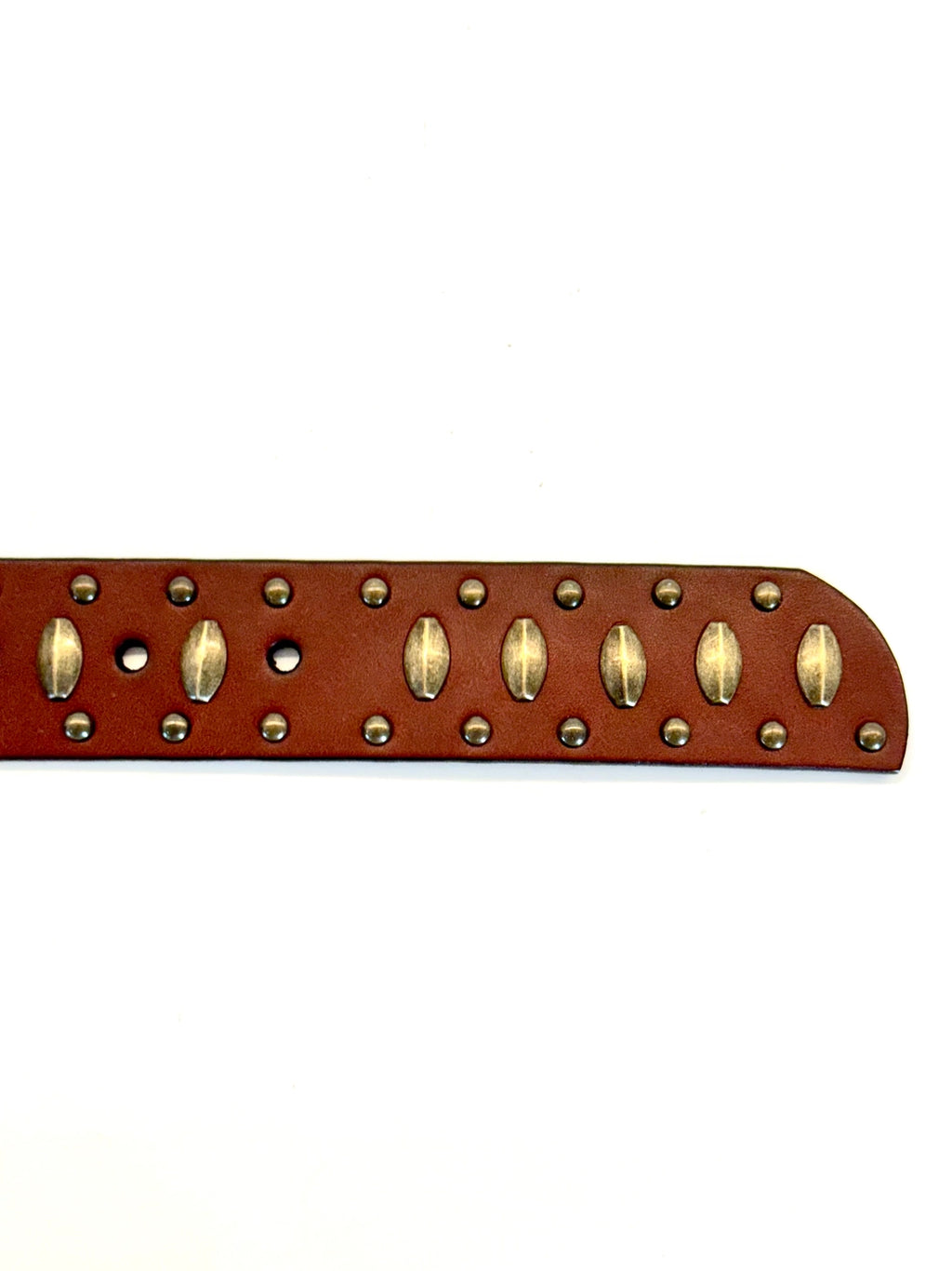 Ginger Blue - Cognac Leather with Aged Brass Studs