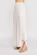 Soft linen blend smock waist pant