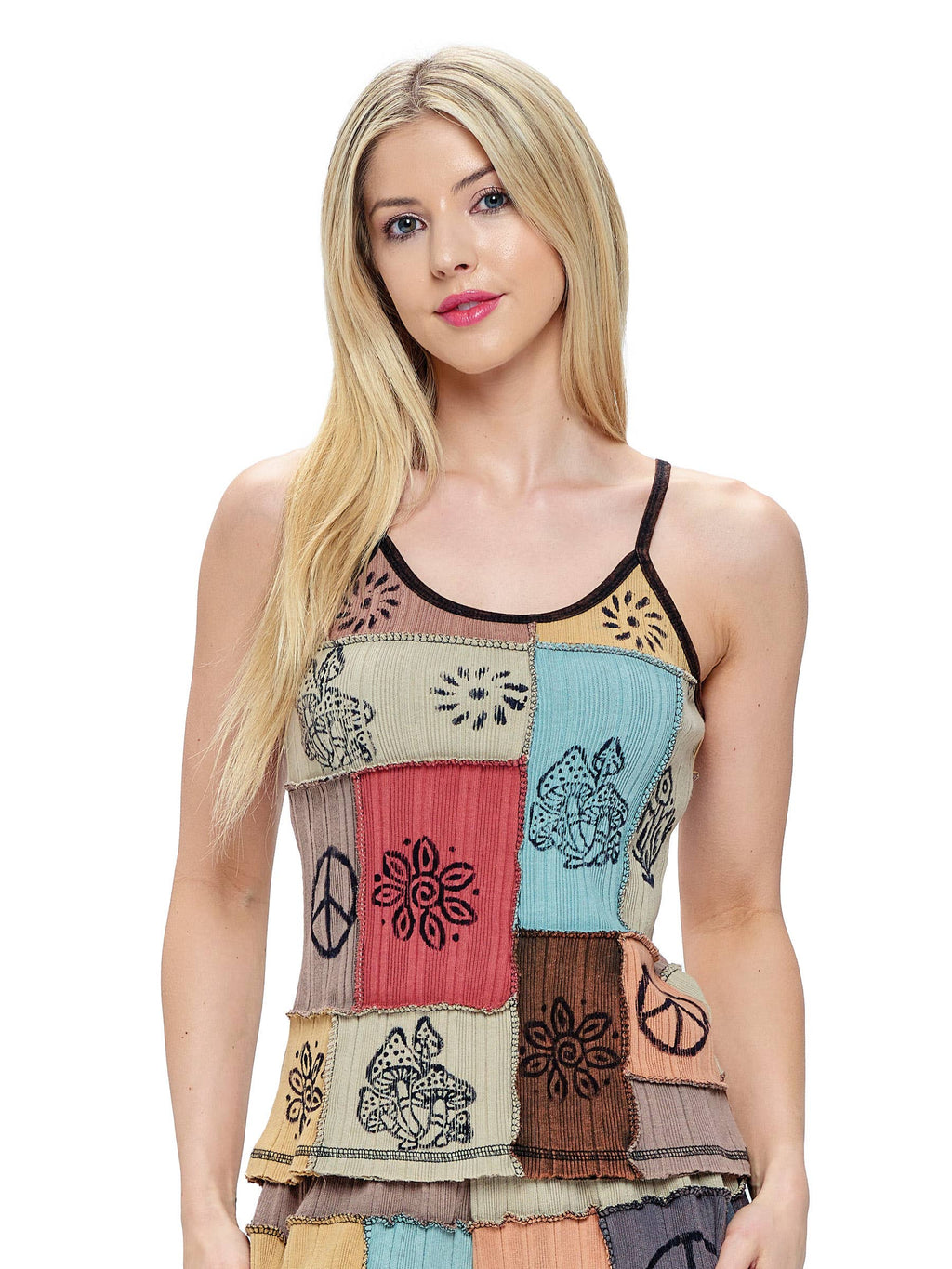 Tank Top Hippie Patchwork Art Printed