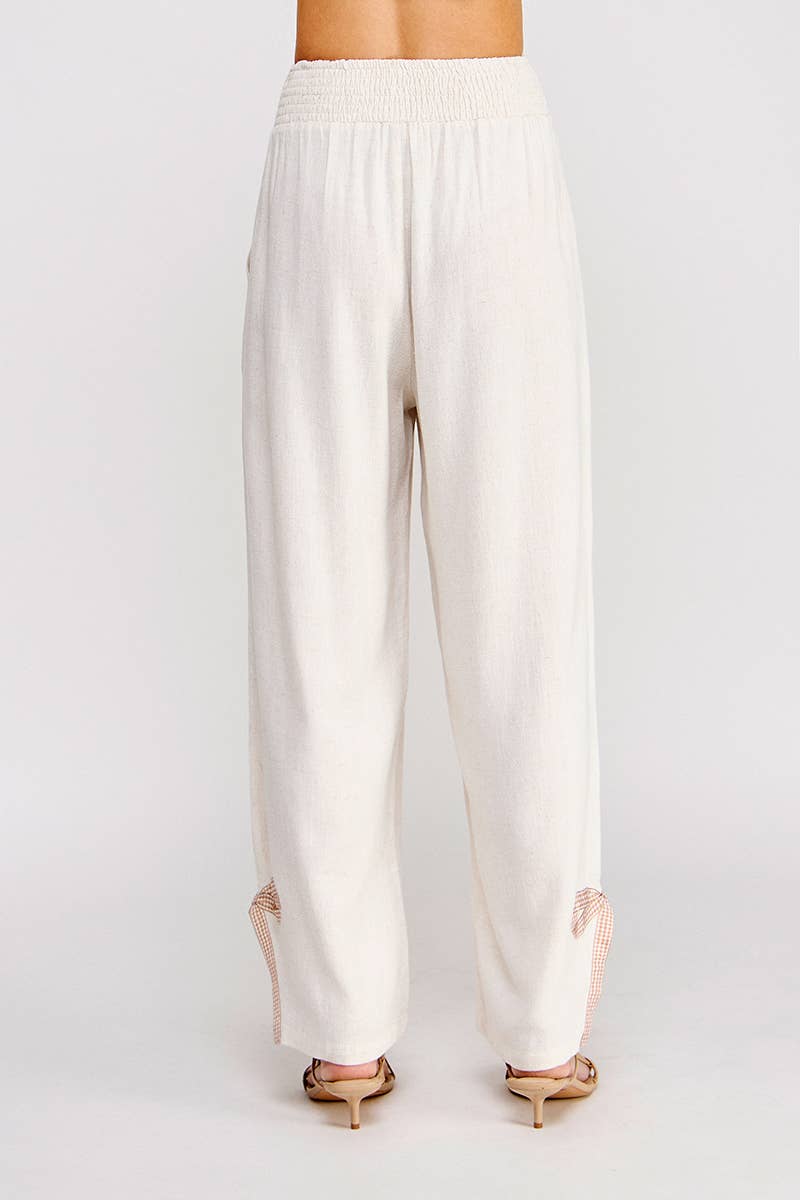 Soft linen blend smock waist pant