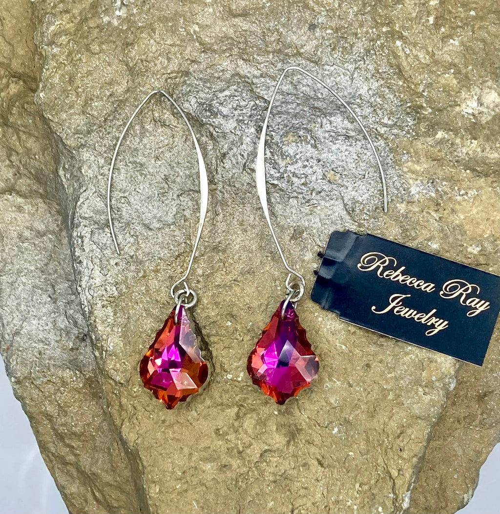 Silver Linear Crystal Chandelier Earring Drop