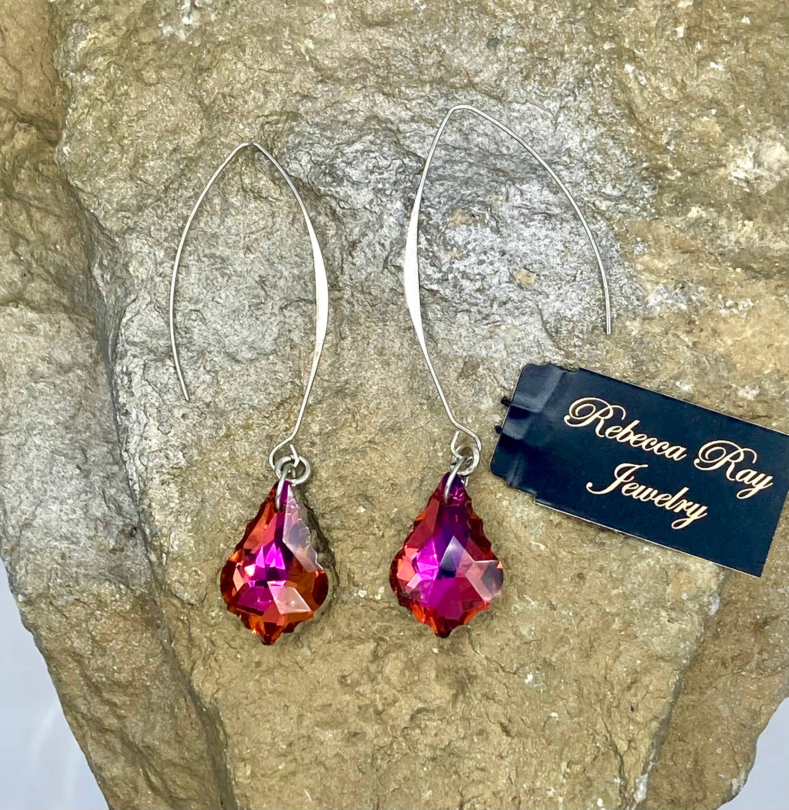 Silver Linear Crystal Chandelier Earring Drop